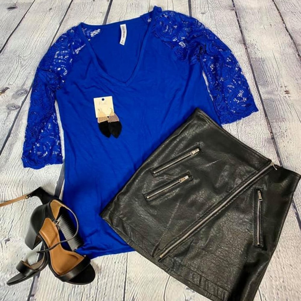 Royal Blue Lace Top